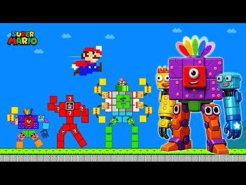 Mario vs the Giant Biggest Robot Blocks Maze Level Up | Game Animation