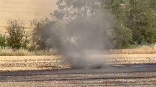 Watch: Dust devil spotted in field after wildfire