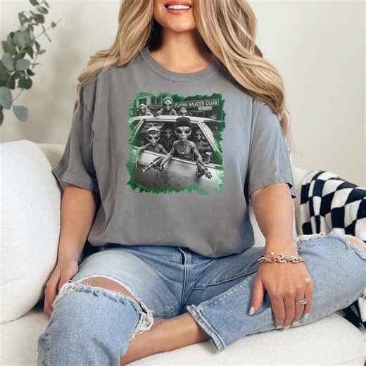 Gangsta Alien Drive by Shirt - Funny Graphic Tee - Hard Street Style - Etsy