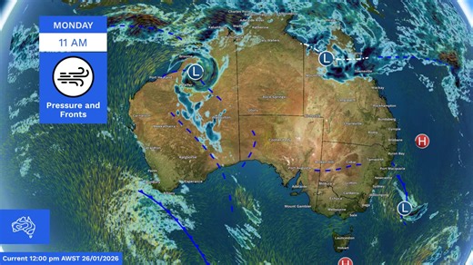 ⛈️ An active monsoon trough continues to bring widespread wet weather to the tropical north, with the risk of moderate to heavy rainfall in showers and storms near the trough. In the west, tropical moisture extends from Ex-Tropical Cyclone Luana through to southern parts of WA, bringing a risk of severe thunderstorms, heavy rainfall and damaging winds that are expected to ease during Wednesday. Severe thunderstorms are possible this afternoon and evening for south-east Queensland and north-east 