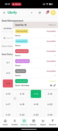 Library Seat Management part 2 | Library App #librarymanagement #library #shots