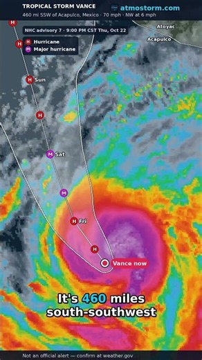 Tropical Storm Vance 2026: 460 mi SSW of Acapulco, Mexico