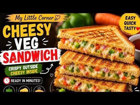 Cheesy Veg Sandwich Recipe | Crispy Grilled Vegetable Sandwich | Easy Breakfast Recipe | #viral
