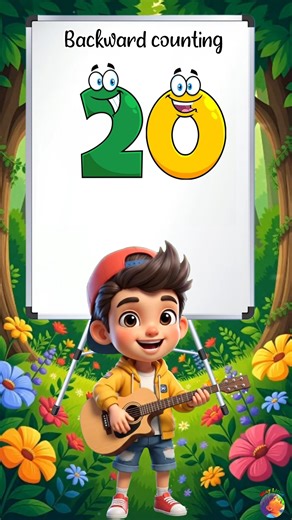 Backward counting song from 20 to 1 || count backward #kidslearning #counting