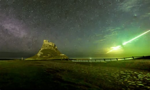 Rare green fireball meteor erupts above historic Viking raid site in the UK