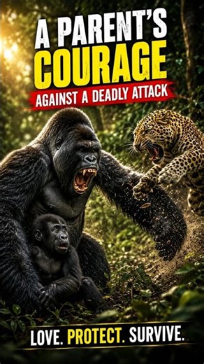 Silverback Gorilla Saves Its Baby from a Leopard | Incredible Wildlife Rescue 🦍🐆#nature #animalfacts