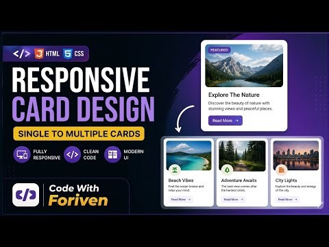 Responsive Card Design with HTML & CSS | Single to Multiple Cards Layout
