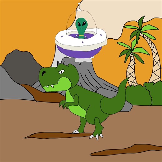 @honiganimations on Instagram: "T-Rex 🦖 Abducted by Aliens 👽 #animation #2danimation #2d #cartoon #toonboom #trex #dinosaur #dinosaurs #dino #dinosaurus #alien #outterspace #aliens #abducted #prehistoric #prehistoricadventure #prehistoricbattle #extraterrestrial #greenmen #green #greenman #flying #saucer #flyingsaucer #jurassic #era #volcano #abductions"