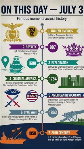 July 3 — On This Day infographic, grouped by theme#history