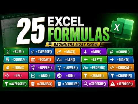 25 Excel Formulas for Beginners | Free Practice Workbook (Pack 1)