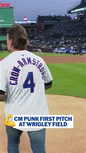 CM Punk wore a PCA jersey for his first pitch at Wrigley Field tonight 😤