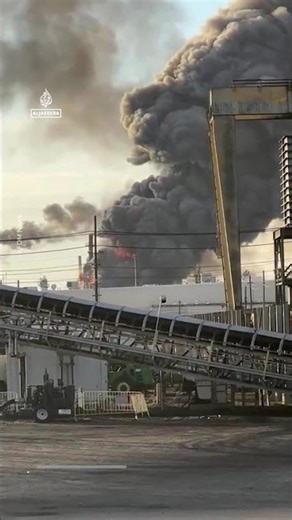 Texas oil refinery in flames after explosion | AJ #shorts