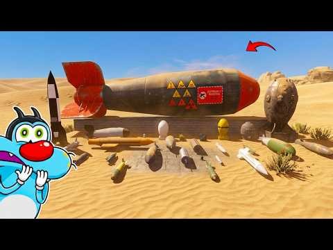 Throwing Every NUCLEAR Bomb into the Desert😱 | Gmod ft. oggy