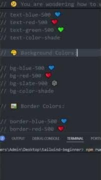 🌈 Master Colors in Tailwind CSS in 1 Minute! 🚀#tailwindcss#coding #css#code#css3#html#javascript