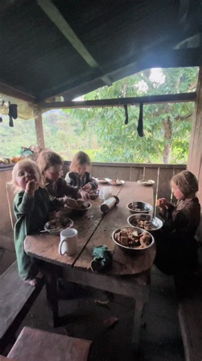 Enjoying Supper with Open Fire Cooking