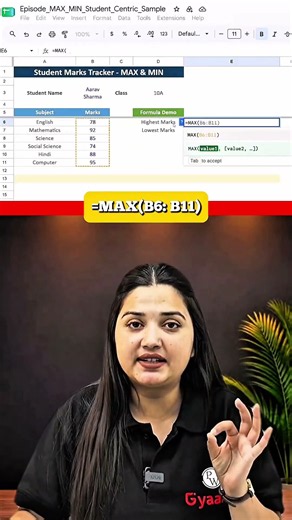 Google Sheets MAX & MIN Formula|Find Highest & Lowest Marks Easily #googlesheets #tutorial #formula
