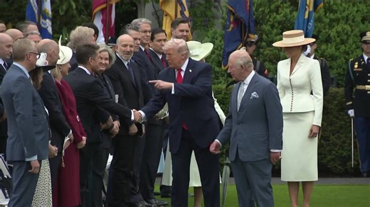 Trump and King shake hands with representatives