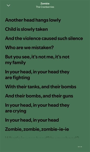 Zombie ~ The Cranberries #zombie #thecranberries #thecranberrieszombie #songlyrics #fyp
