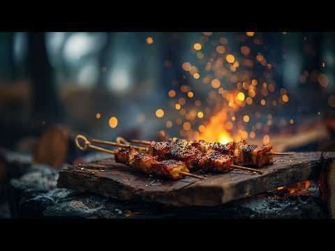 WOLVERINE Belly Skewers 🔥 Bushcraft Pork Over Fire