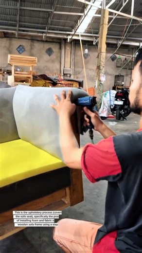 Professional Sofa Upholstery Process | Foam Padding & Staple Gun Technique