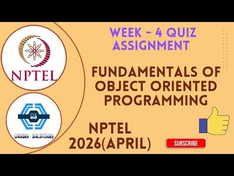 Fundamentals of Object Oriented Programming Week 4 Quiz Assignment Solution | NPTEL 2026(April) |