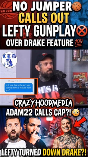 DRAKE CALLS OUT LEFTY GUNPLAY?! 😳 ADAM22 ASKS ABOUT THE FEATURE🤣 #nojumper #leftygunplay #drake