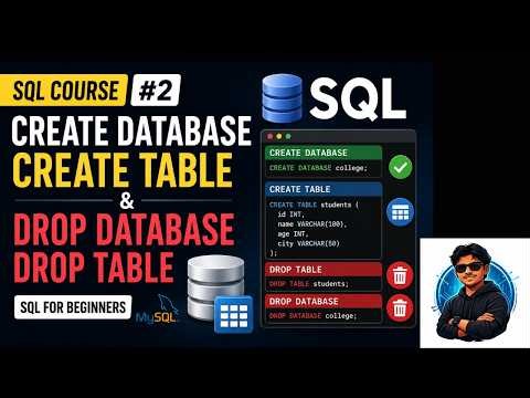 Learn SQL: Create Database & Table | Drop Database & Table | MySQL Tutorial