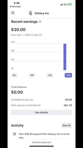 My first cashout on Datacy platform