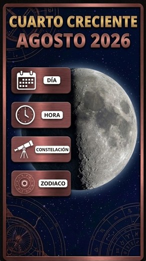 20 Agosto 2026 Cuarto Creciente Día Hora Distancia Constelación Zodiaco Fase Luna Calendario