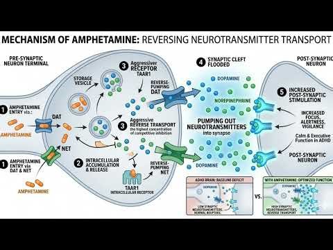 How Adderall Works In 2 Minutes (Amphetamine Mechanism of Action)