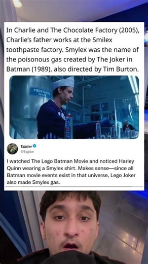 In Charlie and The Chocolate Factory (2005), Charlie's father works at the Smilex toothpaste factory