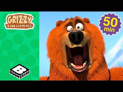 Train CHAOS | 1 Hour Grizzy and the Lemmings MARATHON | Boomerang