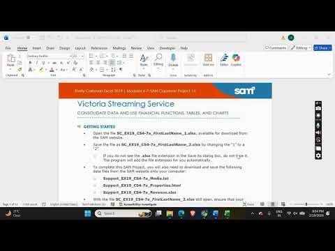 Excel 2019 | Modules 4-7: SAM Capstone Project 1a Victoria Streaming Service #shellycashman