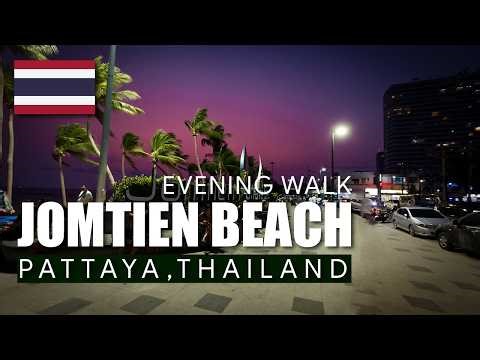 Jomtien Beach | Evening Walk + Tuk Tuk Ride | POV Walking Tour | 4K