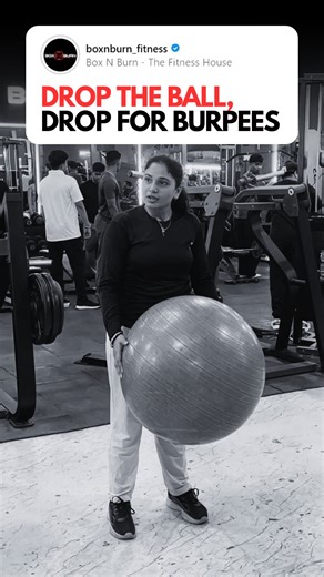 The Box N Burn on Instagram: "Throw. Drop. Burpee. Catch. Repeat. 💥 This burpee + yoga ball challenge tests speed, stamina, and focus all at once. Miss the catch? Do another burpee. 😈 Only real grinders survive this one. [burpee challenge, yoga ball workout, functional training, reflex drill, cardio blast, group workout, gym challenge, agility training]"