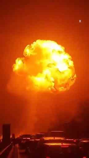 Horror moment gas tanker explodes sending fireball into sky