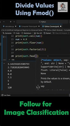 Divide Values Using "Fmod" Function in Python #artificialintelligence #pythontutorial #programming