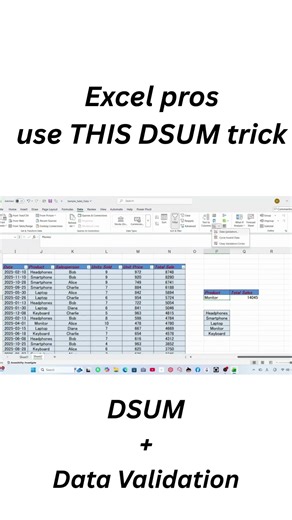 Excel pros trick \nDSUM + Data Validation