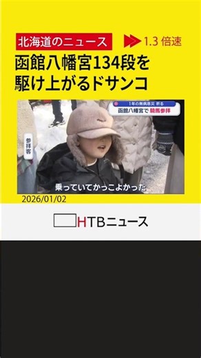 134段の石段を「ドサンコ」が駆け上がる…函館八幡宮で新春恒例の騎馬参拝 無病息災を祈る