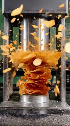 초콜릿 산 vs 감자칩 탑, 유압 프레스로 가루가 될 때까지 눌러봤습니다 💥chocolate powder explosion + Crispy potato chip shatter