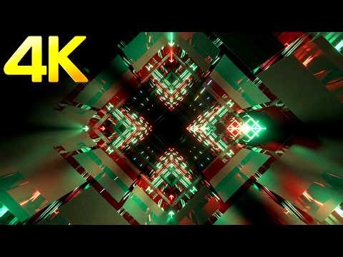 4k Screensaver || Fast Moving Square Neon Party Green Color Abstract background Video meditation