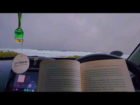 Relaxing Ocean Waves & Rain with Thunder 🌧️ Cozy Car Reading by the Atlantic | Sleep & Study Sounds