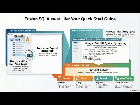 Analyze Oracle Fusion xdmz files using Fusion SQLViewer Lite Desktop App