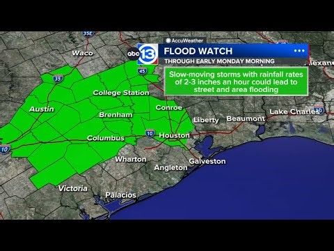 Flood Watch issued for most of SE Texas Sunday night scattered slow moving storms expected