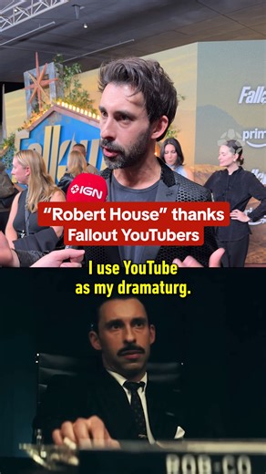 Fallout's Rafi Silver gives props to Fallout YouTubers like Oxhorn, JuiceHead and MrMattyPlays for his performance as "Robert House." #fallout #redcarpet #interview #gaming | IGN