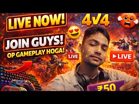 👉 🔴 LIVE Free Fire MAX 4v4 Class Squad 🔥 | ₹50 Redeem Code + OP Gameplay 😱 Join Fast!