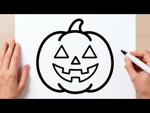 How to Draw a Halloween Pumpkin Step by Step | Easy Drawing for Kids & Toddlers