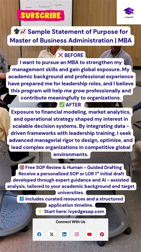 🎓📈 Sample Statement of Purpose | Master of Business Administration | MBA