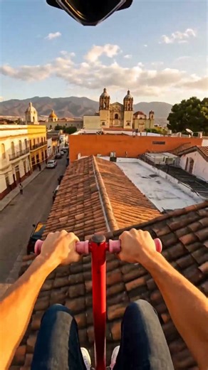 A rider turns a steep Oaxaca street into a pogo playground. Watch them clear cars and rooftops on a