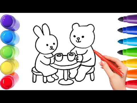 How To Draw cute cartoon panda Drawing, Painting & Coloring For Kids and Toddlers_ Child Art 🐋🌈🎨